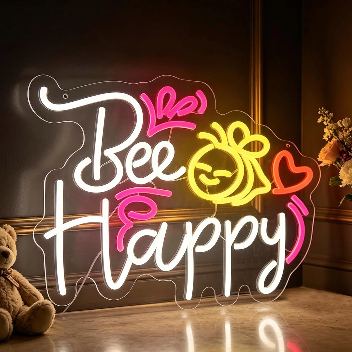 Bee Happy Neon Sign LED Neon Lights for Restaurant Shop House Bar Cafe Party Bedroom Home Art Decor Healing Gift USB Dimmable
Bee Happy Neon Sign LED Neon Lights for Restaurant Shop House Bar Cafe Party Bedroom Home Art Decor Healing Gift USB Dimmable