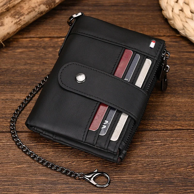 New Fashion Wallet Men Card Holder Genuine Leather Men's Short Purse with Iron Chain Male with Coin Bag Clip Purse Dropshipping
New Fashion Wallet Men Card Holder Genuine Leather Men's Short Purse with Iron Chain Male with Coin Bag Clip Purse Dropshipping