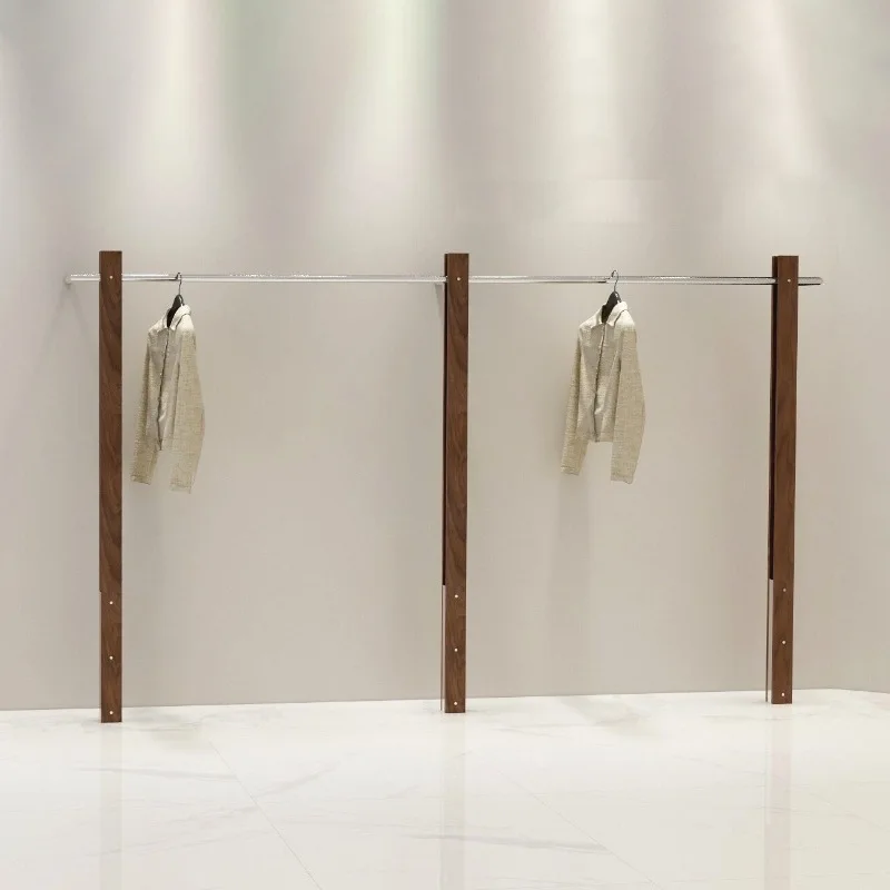 Custom. Clothing Store Display Stand Stainless Steel Wall-Mounted Clothes Rack Women's Clothing Store New Solid Wood Floor Displ
Custom. Clothing Store Display Stand Stainless Steel Wall-Mounted Clothes Rack Women's Clothing Store New Solid Wood Floor Displ