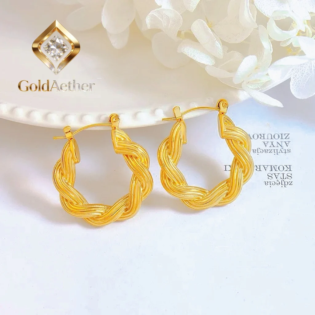 GoldNouveau Woven Twist Earrings Women's 24K Gold AU999 - Face-slimming twist design, woven highlight, for outings and parties
GoldNouveau Woven Twist Earrings Women's 24K Gold AU999 - Face-slimming twist design, woven highlight, for outings and parties