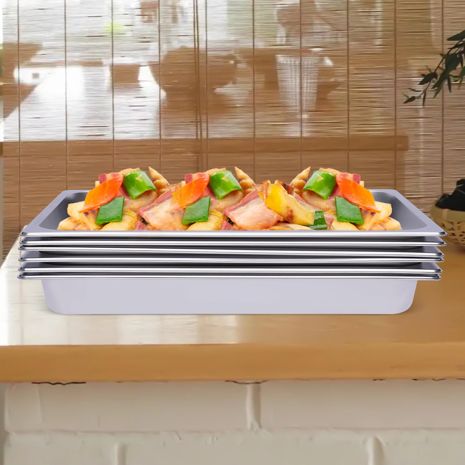 Steam Table Pans, 6-Pack Large Capacity, 201 Stainless Steel, Flat Bottom, Easy to Clean, Economical for Restaurants, Canteens,
Steam Table Pans, 6-Pack Large Capacity, 201 Stainless Steel, Flat Bottom, Easy to Clean, Economical for Restaurants, Canteens,