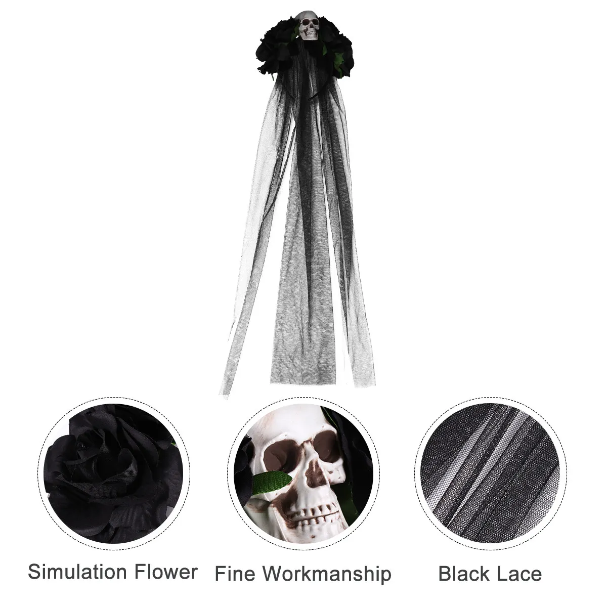 Halloween Skull Flower Headband Long Veil Hair Hoop Party Hair Accessories Headdress Photo Prop Long Veil Headwear
Halloween Skull Flower Headband Long Veil Hair Hoop Party Hair Accessories Headdress Photo Prop Long Veil Headwear