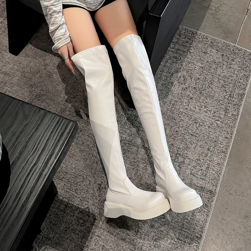 Plus Size Women Over The Knee Boots, Platform Mid Heel Slip On Boots, Soft PU Stretchy Long Thigh High Boots
Plus Size Women Over The Knee Boots, Platform Mid Heel Slip On Boots, Soft PU Stretchy Long Thigh High Boots
