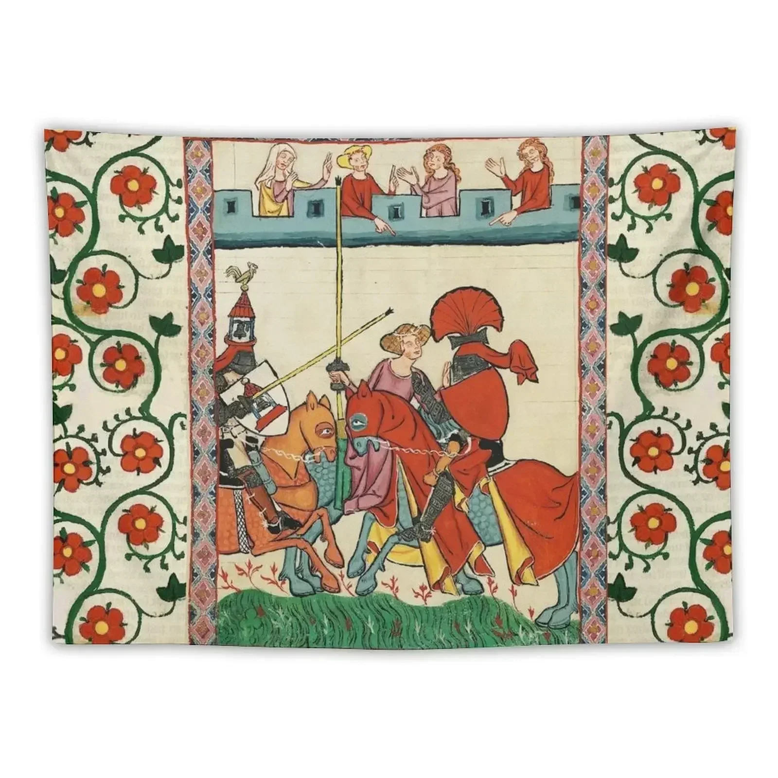 MEDIEVAL TOURNAMENT, FIGHTING KNIGHTS ,DAMSELS AND RED WILD ROSES Tapestry Wallpaper For Bedroom Bathroom Decor Tapestry
MEDIEVAL TOURNAMENT, FIGHTING KNIGHTS ,DAMSELS AND RED WILD ROSES Tapestry Wallpaper For Bedroom Bathroom Decor Tapestry