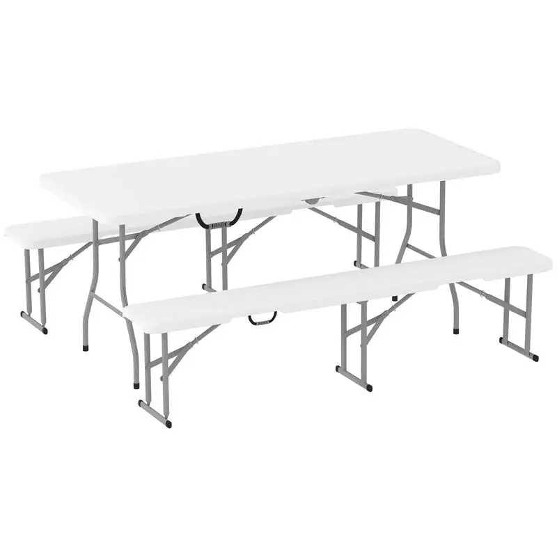Three-Piece Folding Picnic Table and Bench Set - White
Three-Piece Folding Picnic Table and Bench Set - White