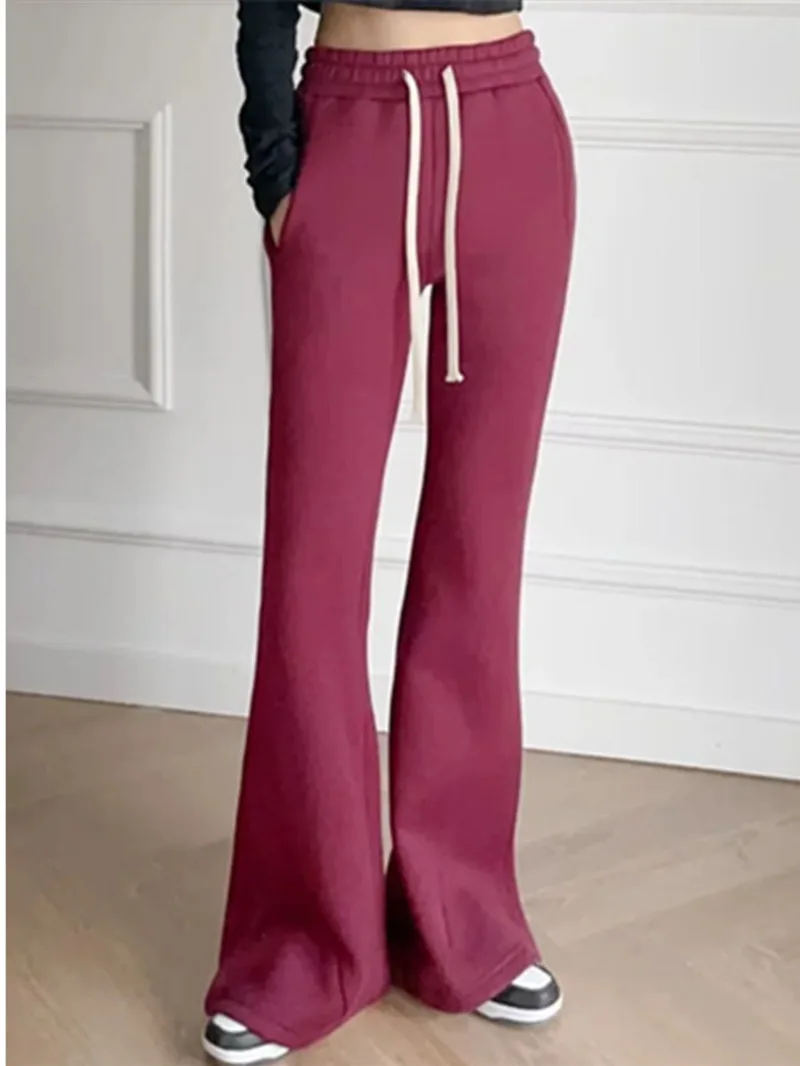 Autumn/winter New Warm Velvet Drawstring Lace Up Micro Flared Pants Women's High Waisted Patchwork Casual Sweatpants 7M1I
Autumn/winter New Warm Velvet Drawstring Lace Up Micro Flared Pants Women's High Waisted Patchwork Casual Sweatpants 7M1I