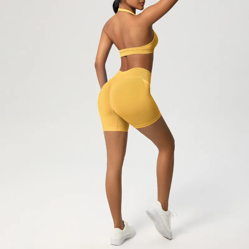 Women's nude yoga set quick drying back slim fit neck hanging sports bra shorts set outdoor running and fitness suit
Women's nude yoga set quick drying back slim fit neck hanging sports bra shorts set outdoor running and fitness suit