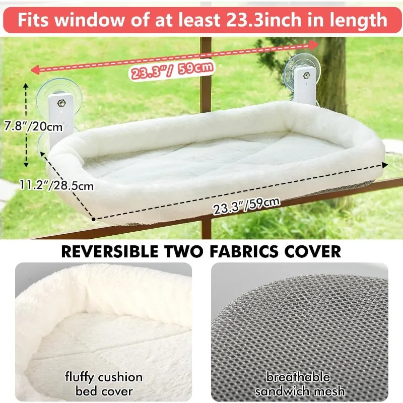 Cordless Cat Window Perch, Cat Hammock for Window with 4 Strong Suction Cups, Solid Metal Frame and Soft
Cordless Cat Window Perch, Cat Hammock for Window with 4 Strong Suction Cups, Solid Metal Frame and Soft