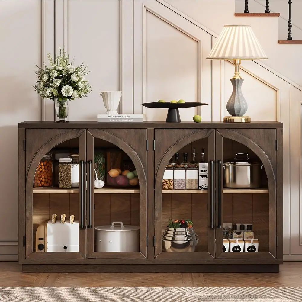 Mid-Century Modern Sideboard with Glass Doors, Adjustable Shelves for Entryway, TV Stand or Living Room Storage
Mid-Century Modern Sideboard with Glass Doors, Adjustable Shelves for Entryway, TV Stand or Living Room Storage