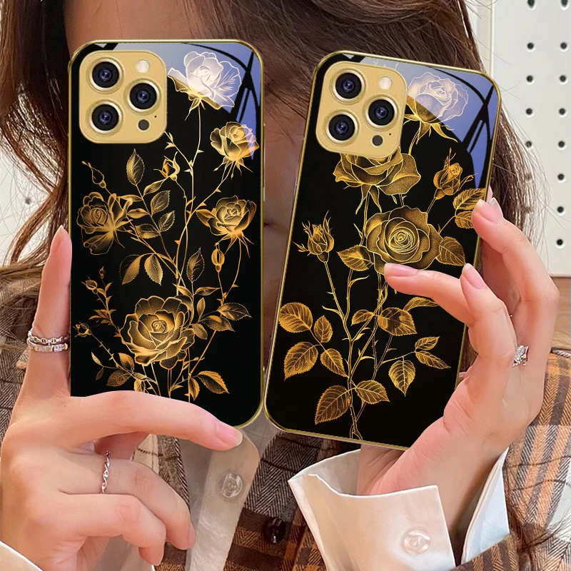 Golden Rose Flowers For IPhone 16 Pro Max 15 P Ro 14 M Ax 13 Plus 12 Mini 11 XS Max XR Golden Tempered Glass Phone Case
Golden Rose Flowers For IPhone 16 Pro Max 15 P Ro 14 M Ax 13 Plus 12 Mini 11 XS Max XR Golden Tempered Glass Phone Case