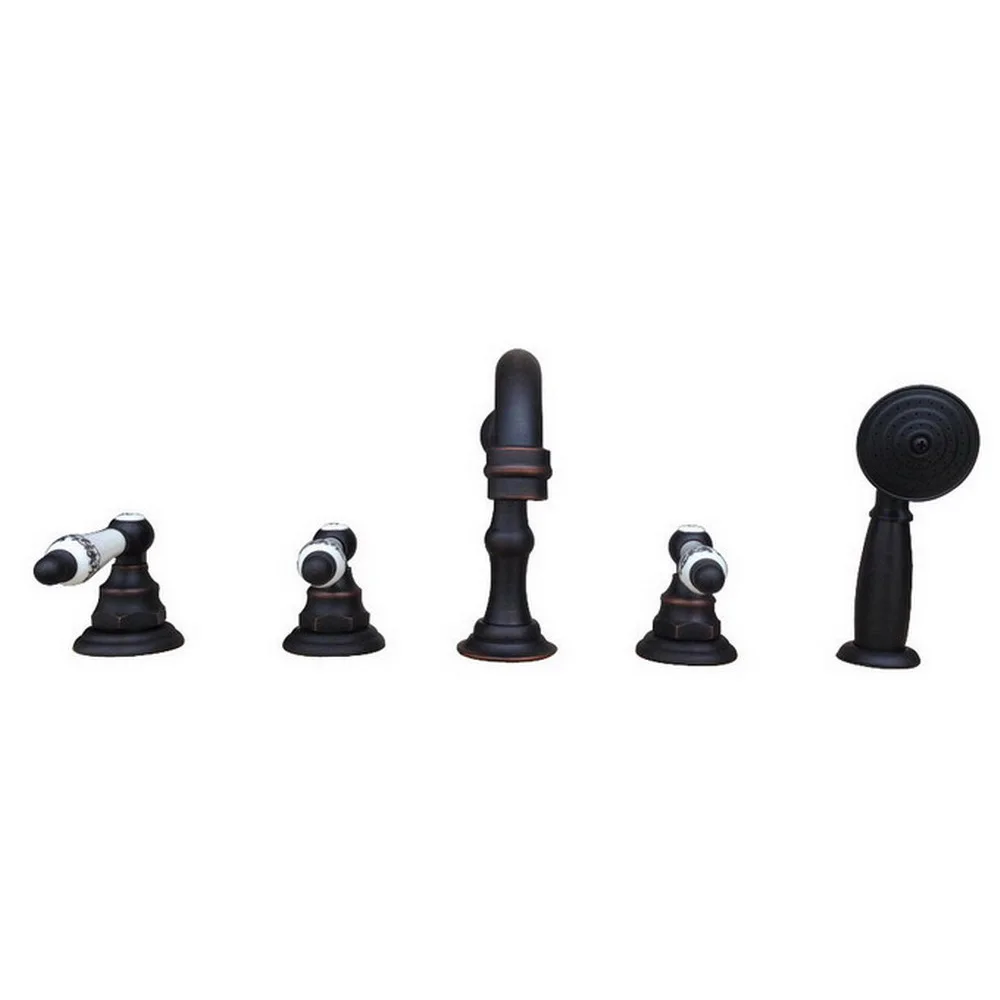 Black Oil Rubbed Brass Five Hole Deck Mounted Bathroom Tub Faucet Set with 1.5M Handheld Spray Shower Mixer Tap 2tf064
Black Oil Rubbed Brass Five Hole Deck Mounted Bathroom Tub Faucet Set with 1.5M Handheld Spray Shower Mixer Tap 2tf064