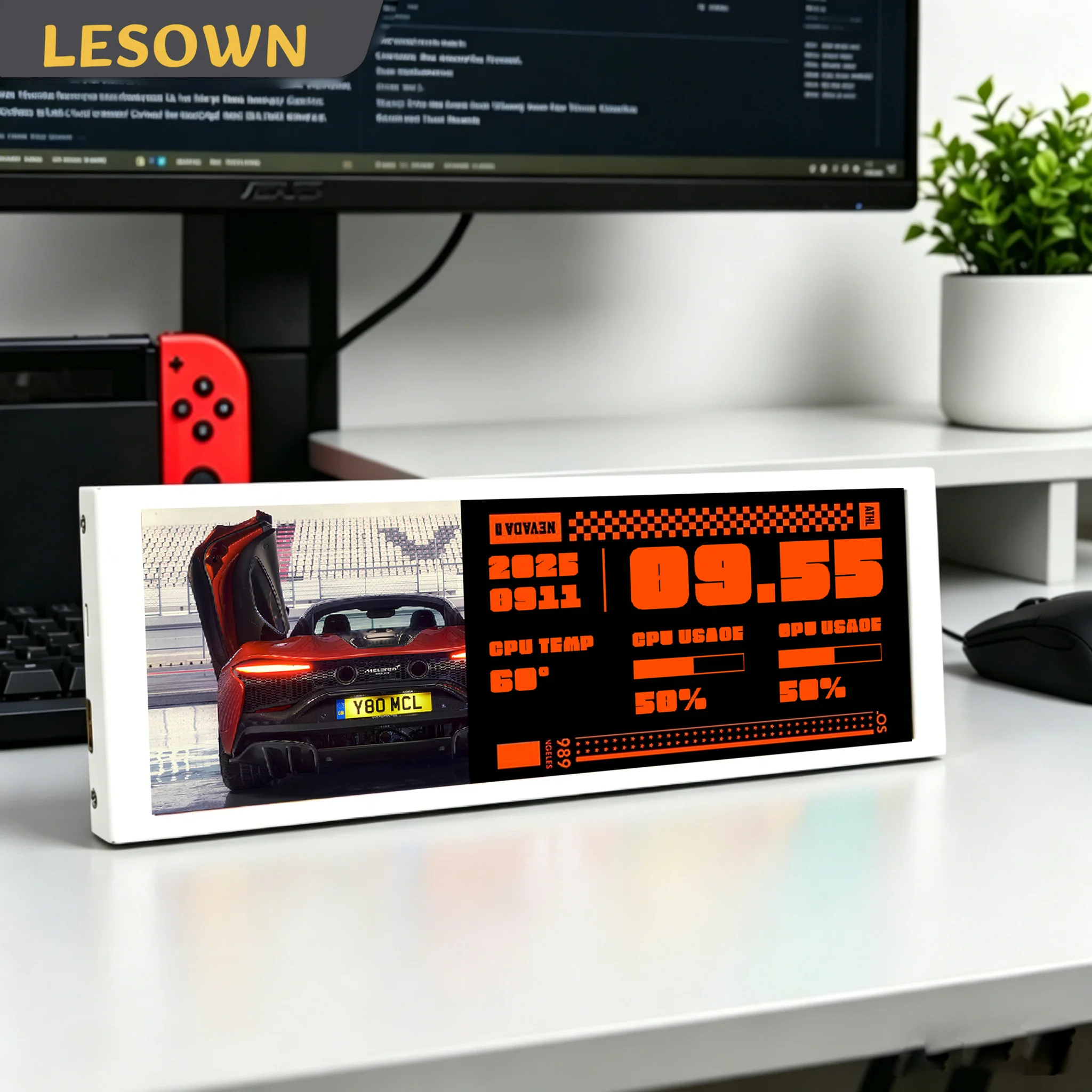 LESOWN Portable Mini Stretched Display 7.9 Inch 400x1280 Bar Screen External Auxiliary Monitor for Case temperature monitoring
LESOWN Portable Mini Stretched Display 7.9 Inch 400x1280 Bar Screen External Auxiliary Monitor for Case temperature monitoring