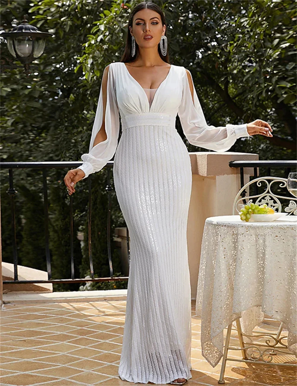 Sexy Mermaid Evening Dresses for Women Formal Occasion Floor Length Long Sleeve V Neck Polyester with Sequin 2024 Party Gowns
Sexy Mermaid Evening Dresses for Women Formal Occasion Floor Length Long Sleeve V Neck Polyester with Sequin 2024 Party Gowns
