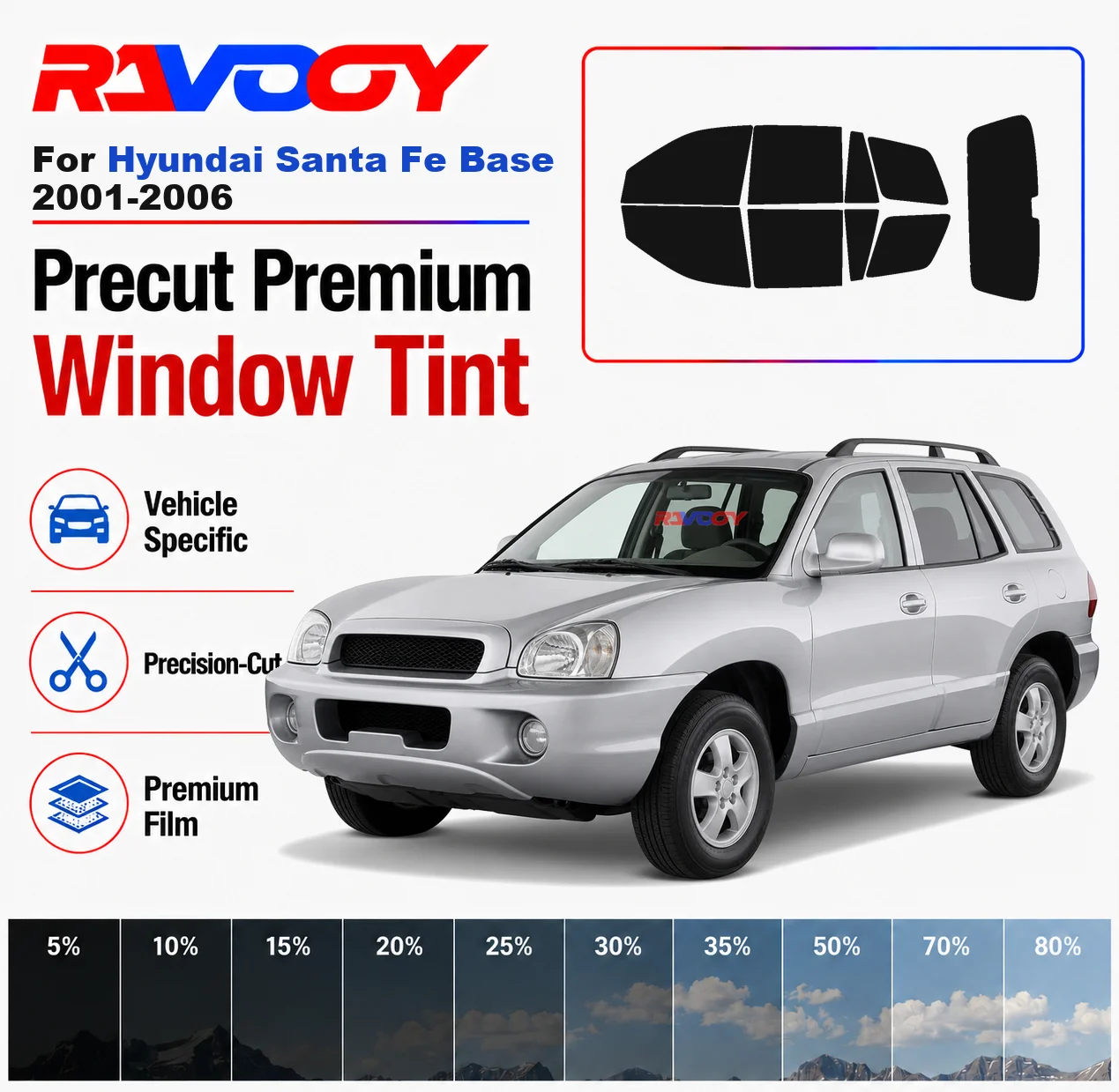 Premium Precut Window Tint Kit Front Windows Rear Windows Rear Windshield For Hyundai Santa Fe Base 2001-2006 Nano Ceramic Film
Premium Precut Window Tint Kit Front Windows Rear Windows Rear Windshield For Hyundai Santa Fe Base 2001-2006 Nano Ceramic Film