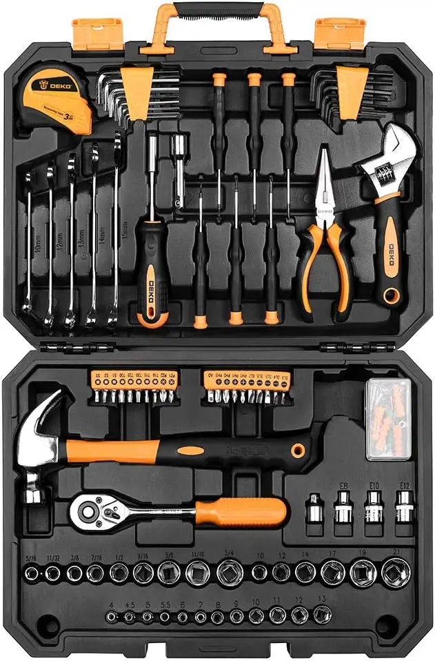 128-Piece Household & Auto Repair Tool Set with Plastic Storage Case, Hand Tool Kit for DIY Projects
128-Piece Household & Auto Repair Tool Set with Plastic Storage Case, Hand Tool Kit for DIY Projects