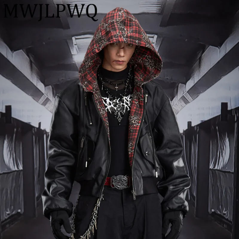 MWJLPWQ Men's Reversible Patchwork Hooded Zipper Short Jacket Dark Niche Design Long Sleeve Tide Male Autumn Unique Coat 12824
MWJLPWQ Men's Reversible Patchwork Hooded Zipper Short Jacket Dark Niche Design Long Sleeve Tide Male Autumn Unique Coat 12824