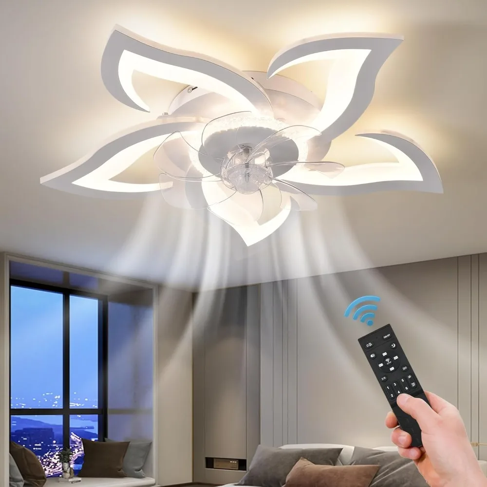 26" Geometric Ceiling Fan with Light Remote Control, 6 Speeds 3 Colors, White Low Profile Flush Mount Ceiling Light
26" Geometric Ceiling Fan with Light Remote Control, 6 Speeds 3 Colors, White Low Profile Flush Mount Ceiling Light