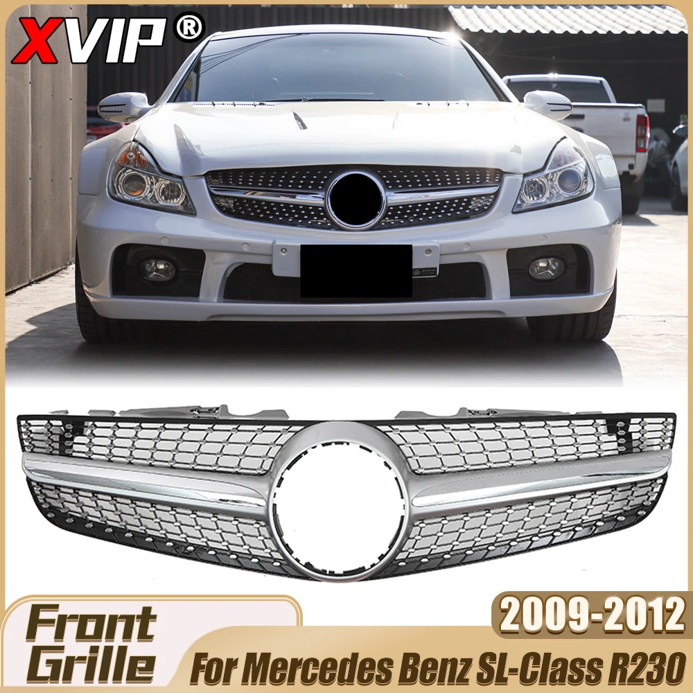 XVIP Chrome Silver Diamonds Style Upper Grille Bumper Grill For Mercedes Benz SL-Class R230 09-12 SL500 SL550 SL600 Accessories
XVIP Chrome Silver Diamonds Style Upper Grille Bumper Grill For Mercedes Benz SL-Class R230 09-12 SL500 SL550 SL600 Accessories
