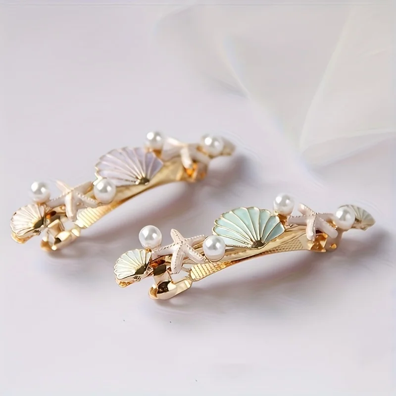 Korean dripping oil ocean style shell starfish pearl hairpin hairpin top clip bangs clip spring clip back head hair accessory
Korean dripping oil ocean style shell starfish pearl hairpin hairpin top clip bangs clip spring clip back head hair accessory