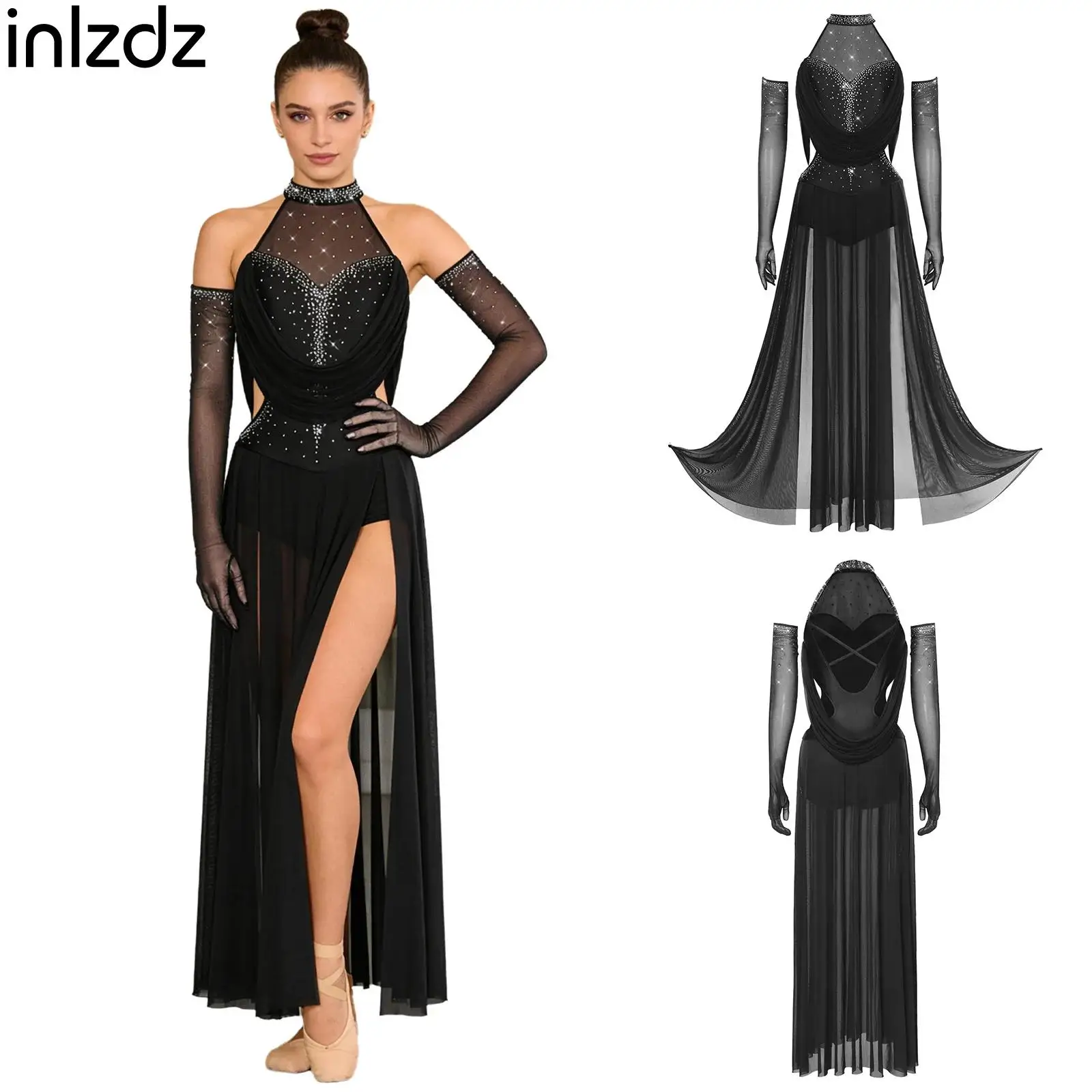 Halter Backless Rhinestone Maxi Dress with Built In Crotch Buttons Briefs And Gloves Women Lyrical Jazz Latin Dance Costume
Halter Backless Rhinestone Maxi Dress with Built In Crotch Buttons Briefs And Gloves Women Lyrical Jazz Latin Dance Costume