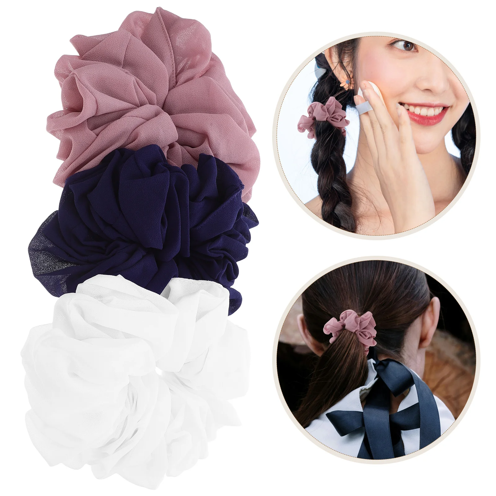 3pcs Soft Chiffon Scrunchies Large Ponytail Holders Cute Hair Accessories For Women Girls Assorted Colors Elegant Pearl Design
3pcs Soft Chiffon Scrunchies Large Ponytail Holders Cute Hair Accessories For Women Girls Assorted Colors Elegant Pearl Design