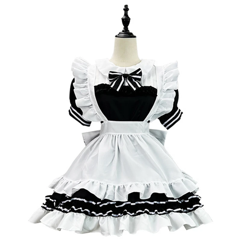 Bow Decoration Cute Lolita Attire Black and White Doll Collar Bubble Sleeve Dress Apron Suit Japanese Anime Maid Cosplay Costume
Bow Decoration Cute Lolita Attire Black and White Doll Collar Bubble Sleeve Dress Apron Suit Japanese Anime Maid Cosplay Costume