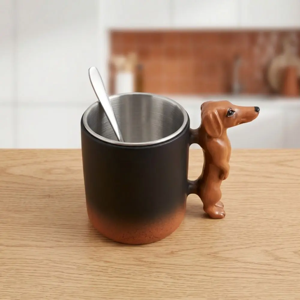 Resin Dachshund Coffee Mug Stainless Steel Inner Adorable Animal Shaped Tea Cup with Handle Handmade 3D Animal Mug for Home
Resin Dachshund Coffee Mug Stainless Steel Inner Adorable Animal Shaped Tea Cup with Handle Handmade 3D Animal Mug for Home