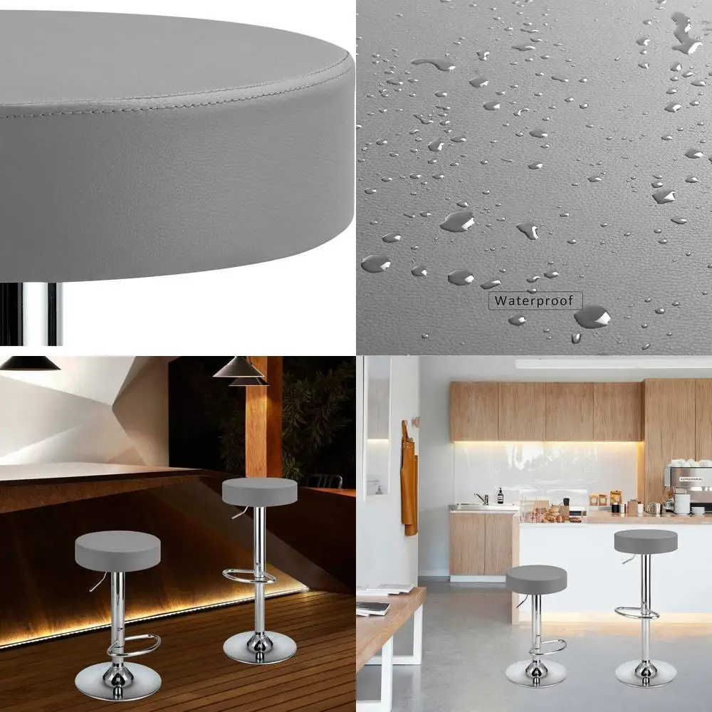 Современные серые вращающиеся барные стулья из искусственной кожи, набор из 2 шт., спинка с подставкой для ног, регулируемая высота стойки для кухни
Современные серые вращающиеся барные стулья из искусственной кожи, набор из 2 шт., спинка с подставкой для ног, регулируемая высота стойки для кухни