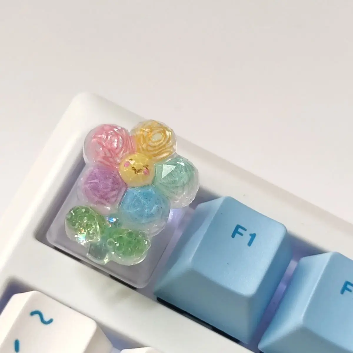 Handmade R4 transparent multicolored flower mechanical keyboard personalized keycap cross shaft available
Handmade R4 transparent multicolored flower mechanical keyboard personalized keycap cross shaft available