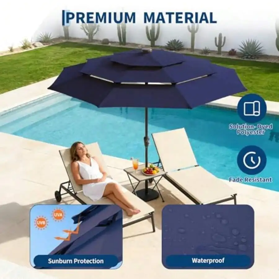 9ft 10ft Outdoor Patio Umbrella With 3-Tier Design, Crank Tilt, UV Protection, Waterproof, Fade Resistant
9ft 10ft Outdoor Patio Umbrella With 3-Tier Design, Crank Tilt, UV Protection, Waterproof, Fade Resistant