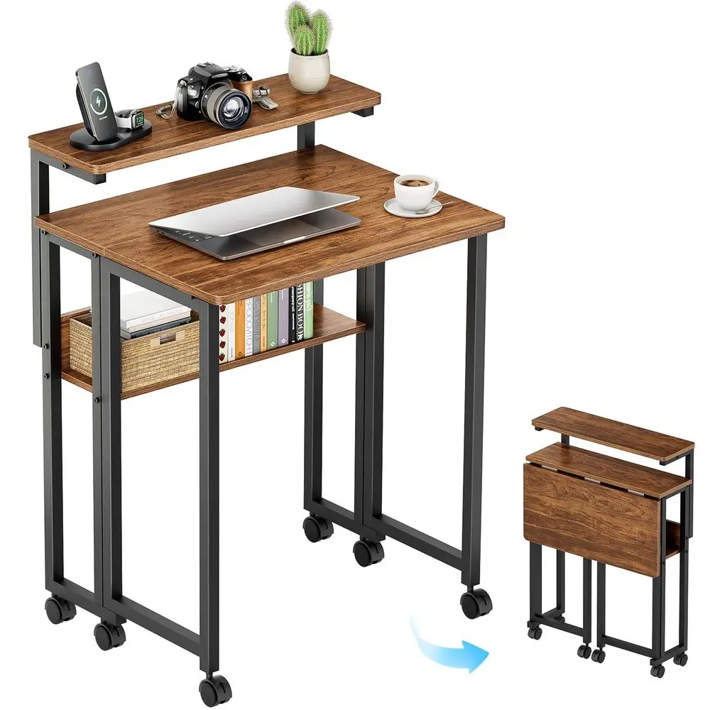 Folding Desk with Adjustable Monitor Stand and Storage Shelf, 24.8in Small Desk with Wheels, Mobile Rolling Table for Small Spa
Folding Desk with Adjustable Monitor Stand and Storage Shelf, 24.8in Small Desk with Wheels, Mobile Rolling Table for Small Spa