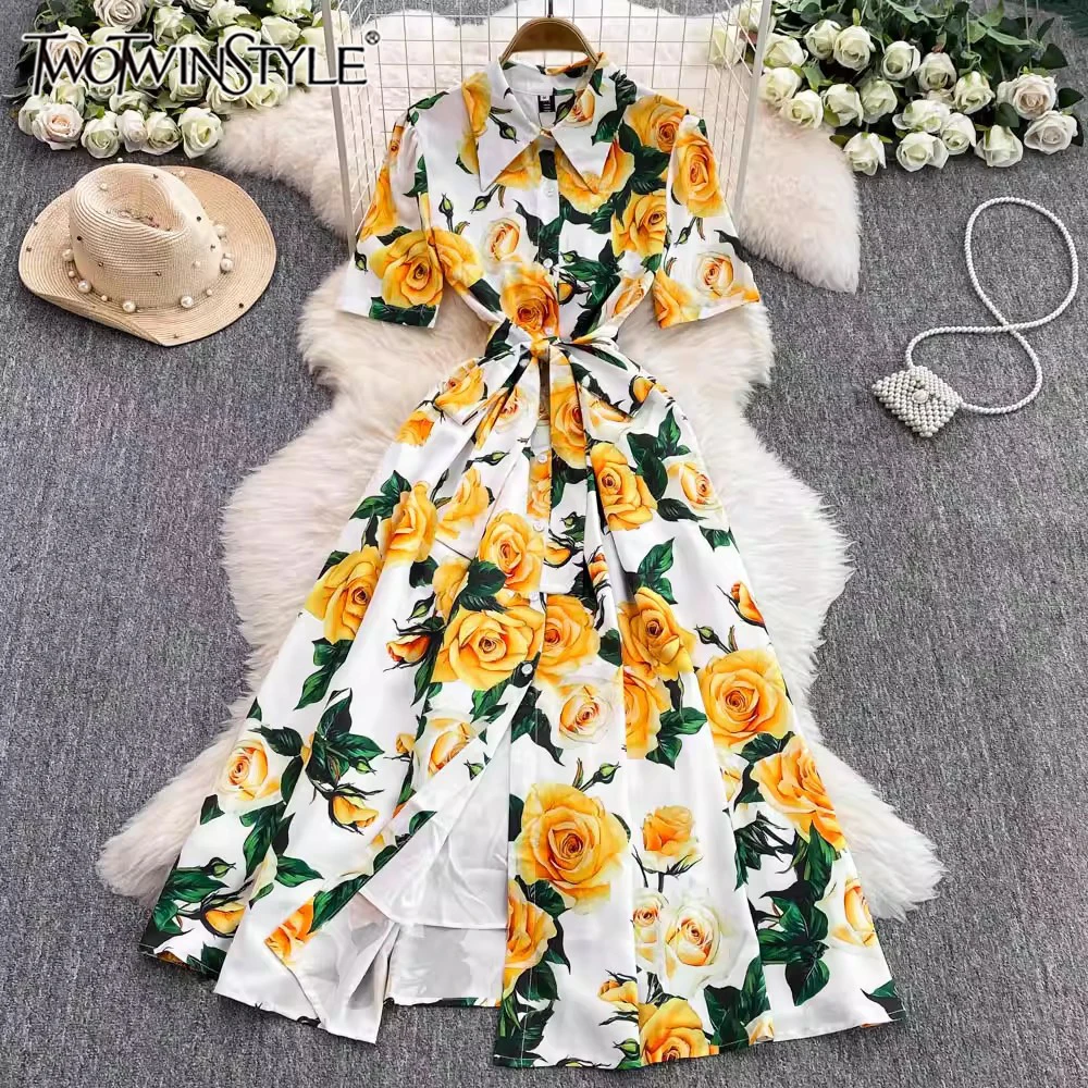 TWOTWINSTYLE Slimming Retro Printing Dresses For Women Laple Short Sleeve High Waist Spiced Lace Up Chic Dress Female KDR539850
TWOTWINSTYLE Slimming Retro Printing Dresses For Women Laple Short Sleeve High Waist Spiced Lace Up Chic Dress Female KDR539850