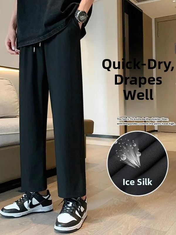 Мужские летние повседневные брюки из тонкого ледяного шелка Qui Dry, прямые свободные эластичные спортивные девятиточечные ледяные шелковые мужские модные брендовые повседневные брюки...
Мужские летние повседневные брюки из тонкого ледяного шелка Qui Dry, прямые свободные эластичные спортивные девятиточечные ледяные шелковые мужские модные брендовые повседневные брюки...