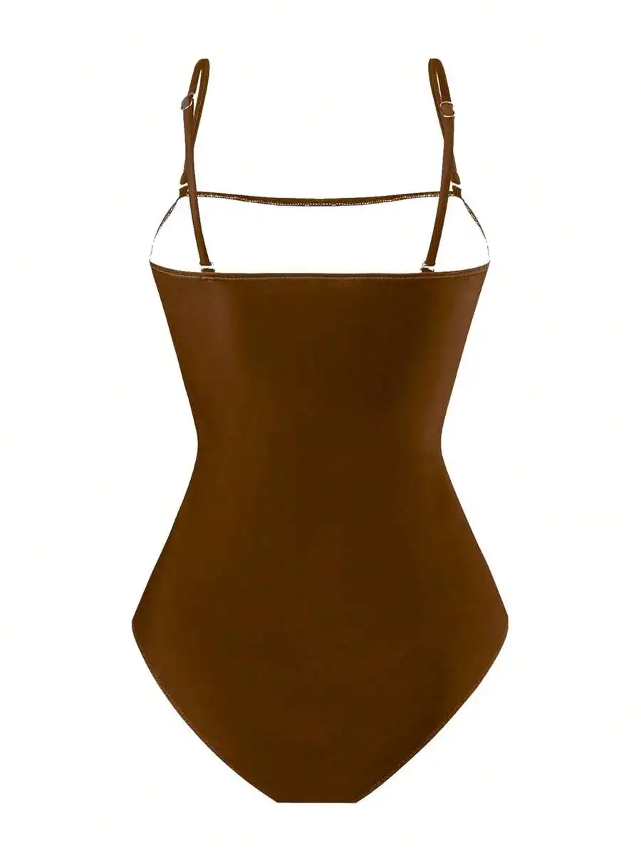Women Solid Brown Bandeau Swimsuit With Adjustable Straps
Women Solid Brown Bandeau Swimsuit With Adjustable Straps