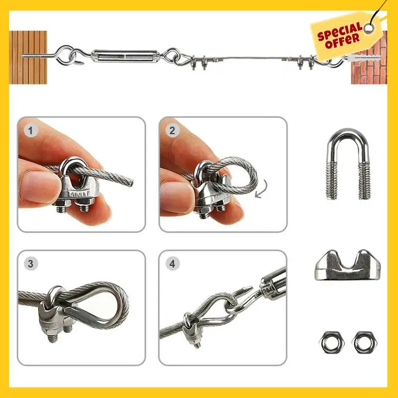 20M Stainless Steel Kit, 3MM Sorting Helps Tighten Rope Wear With M5 Stainless Steel Rope Clamp R Durable Easy To Use
20M Stainless Steel Kit, 3MM Sorting Helps Tighten Rope Wear With M5 Stainless Steel Rope Clamp R Durable Easy To Use