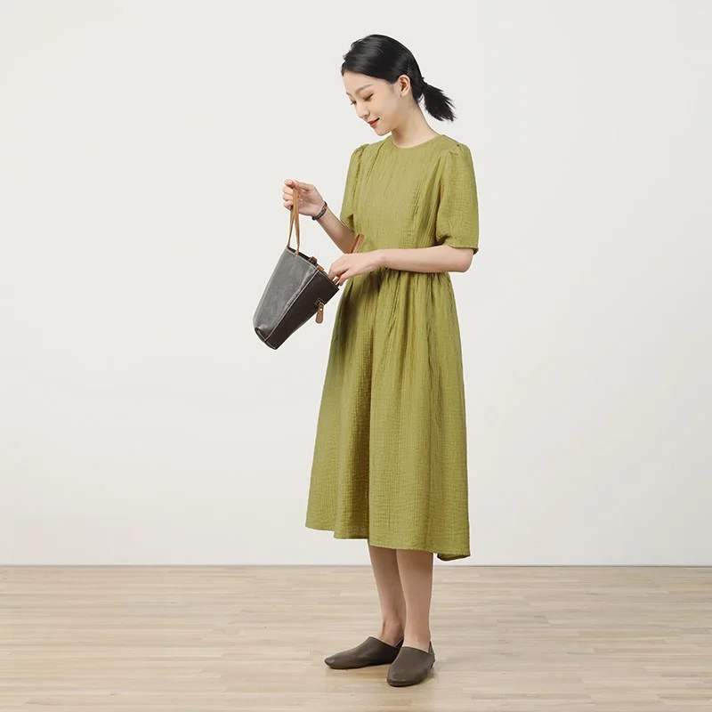 A-Line Dress Women's Summer Slimming Waist Bubble Sleeve Midi Dress Sweet Japanese Style round Neck Five-Quarter Length
A-Line Dress Women's Summer Slimming Waist Bubble Sleeve Midi Dress Sweet Japanese Style round Neck Five-Quarter Length