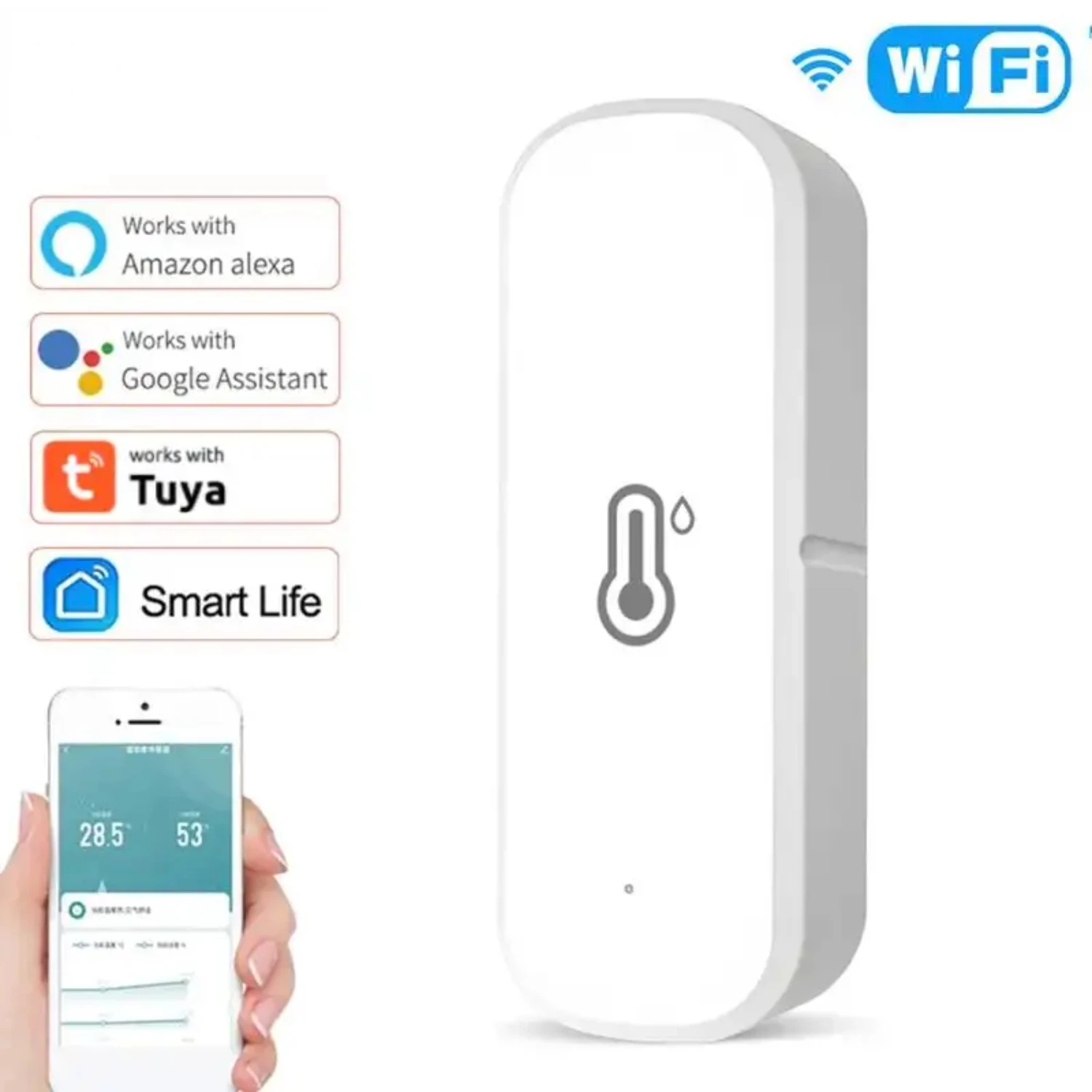 Умный Wi-Fi датчик температуры и влажности, комнатный гигрометр, термометр, приложение Smart Life, поддержка управления Alexa
Умный Wi-Fi датчик температуры и влажности, комнатный гигрометр, термометр, приложение Smart Life, поддержка управления Alexa