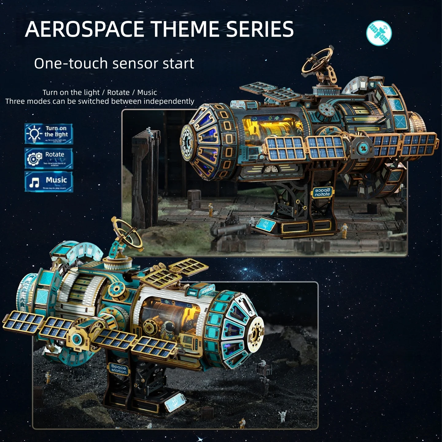 3D Wooden Puzzles Space Station Mechanical Model Kitwith Lights & Music DIY Building Toy Miniature House Kit for Birthday
3D Wooden Puzzles Space Station Mechanical Model Kitwith Lights & Music DIY Building Toy Miniature House Kit for Birthday