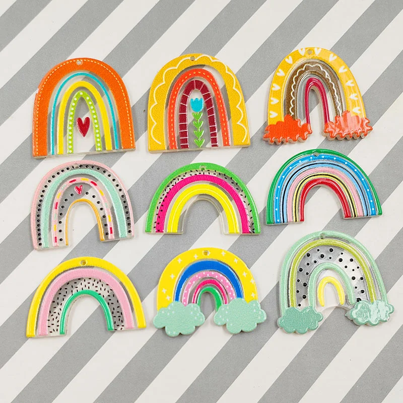 Free shipping 50pcs/lot color pattern print cartoon rainbow shape acrylic beads diy jewelry garment pendant accessory
Free shipping 50pcs/lot color pattern print cartoon rainbow shape acrylic beads diy jewelry garment pendant accessory