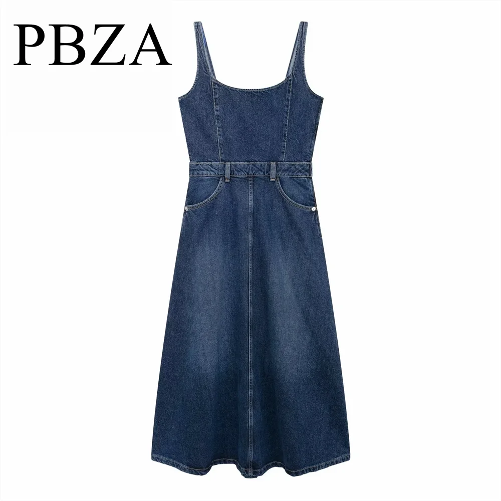 Women's new autumn and winter collection simple waist strap round neck casual backless denim dress
Women's new autumn and winter collection simple waist strap round neck casual backless denim dress