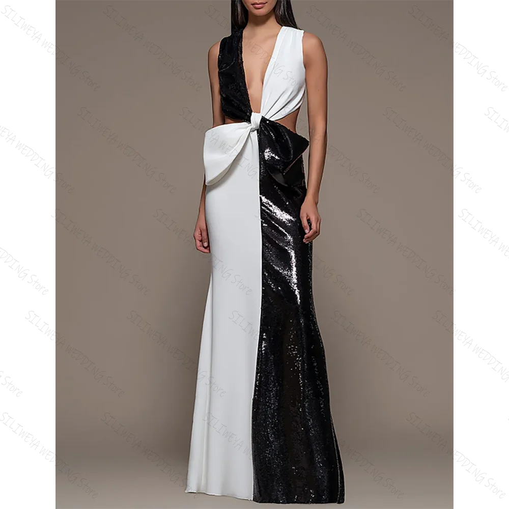 Black And White Patch Color V Neck A-Line Evening Dress Chic Prom Gown Robes De Soirée Customized Dresses
Black And White Patch Color V Neck A-Line Evening Dress Chic Prom Gown Robes De Soirée Customized Dresses