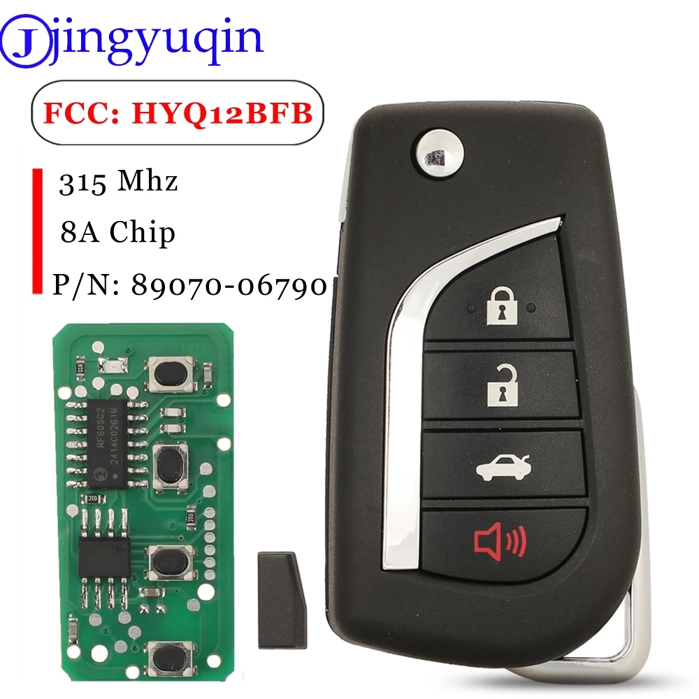 Jingyuqin 4 Buttons Folding Remote Car Key Fob HYQ12BFB 315MHz 8A Chip 89070-06790 For Toyota Camry 2018-2020 With TOY48 Blade
Jingyuqin 4 Buttons Folding Remote Car Key Fob HYQ12BFB 315MHz 8A Chip 89070-06790 For Toyota Camry 2018-2020 With TOY48 Blade