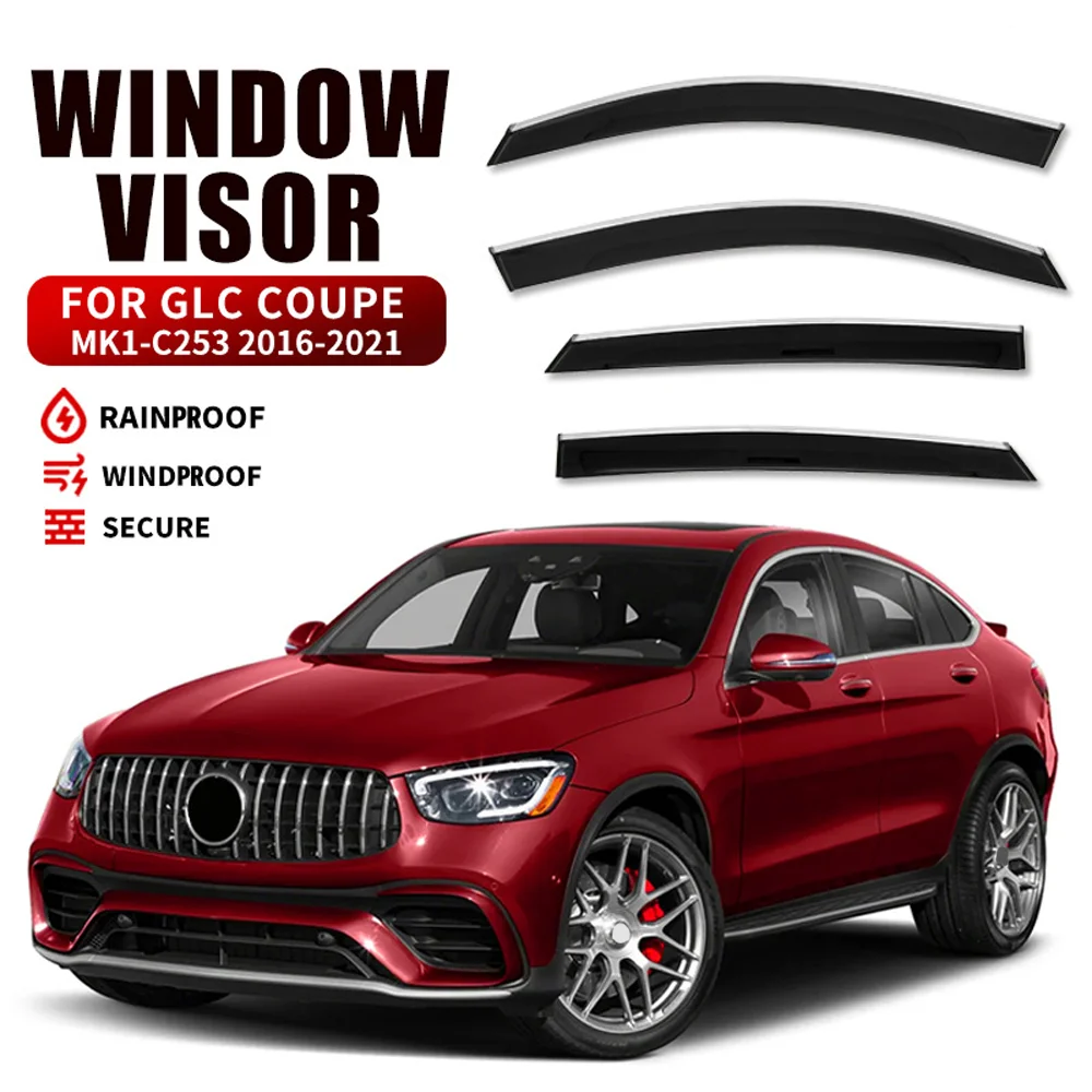 Chrome Strips Rain Guards for Mercedes-Benz GLC coupe c253 2016-2023 Window Visor Wind Deflectors Door Visor Vent Shade
Chrome Strips Rain Guards for Mercedes-Benz GLC coupe c253 2016-2023 Window Visor Wind Deflectors Door Visor Vent Shade