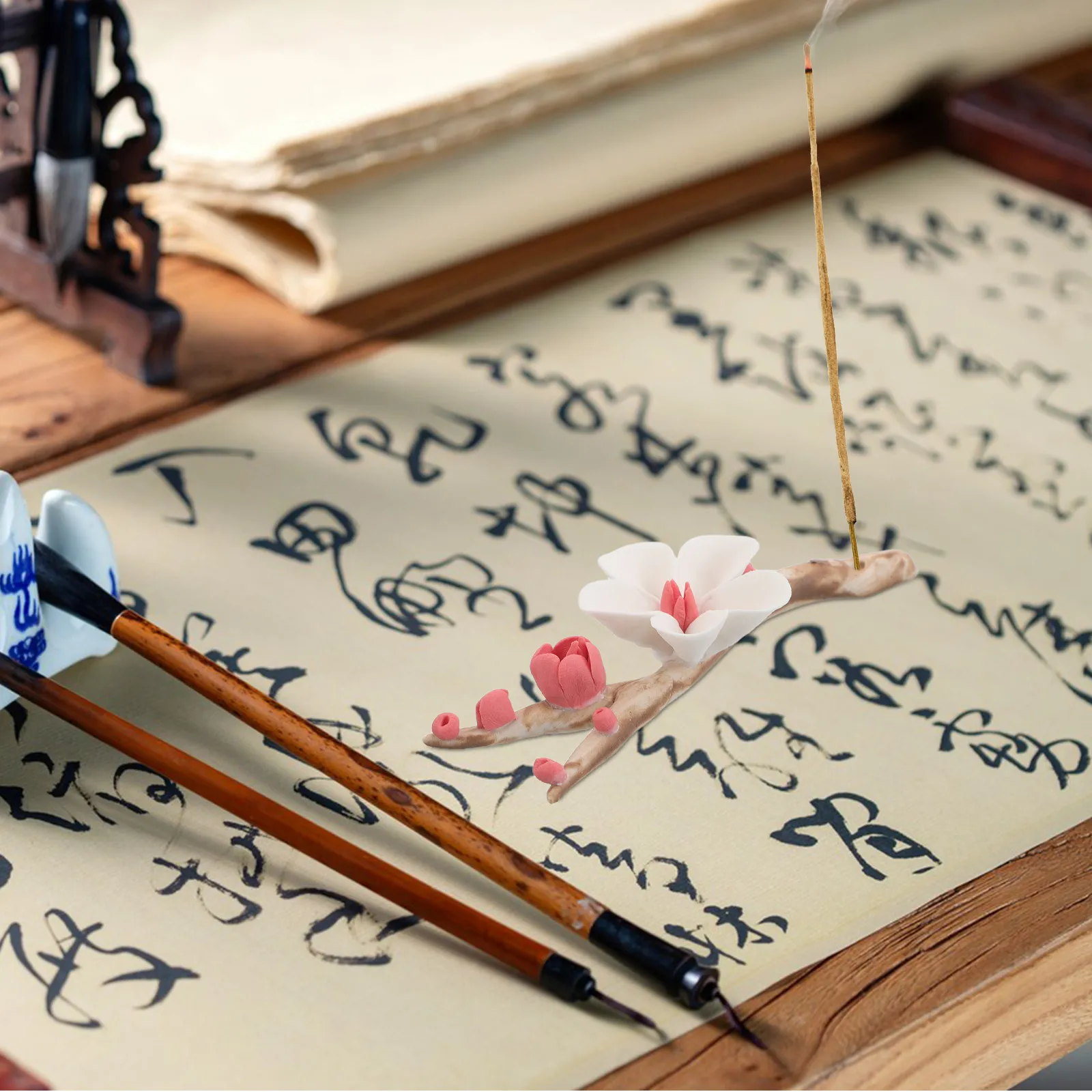Ceramic Incense Stick Holder Plum Blossom Design Calligraphy Brush Rest Stand Aroma Burner Desktop Decor Chinese Style Home
Ceramic Incense Stick Holder Plum Blossom Design Calligraphy Brush Rest Stand Aroma Burner Desktop Decor Chinese Style Home