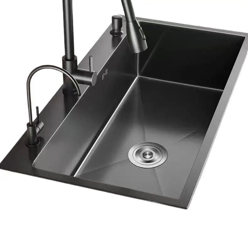 Large single slot, handmade, thickened, kitchen, under-counter basin, black diamond, nano basin, stainless steel.
Large single slot, handmade, thickened, kitchen, under-counter basin, black diamond, nano basin, stainless steel.