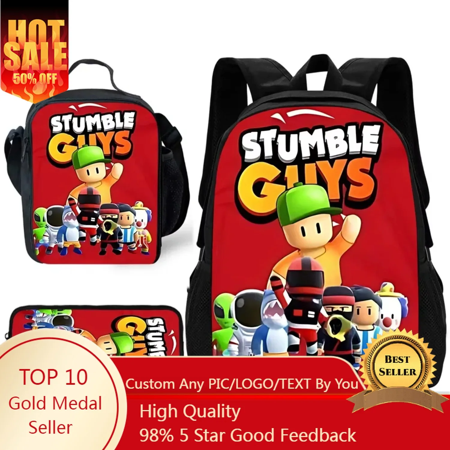 Stumble Guys Child School Backpack with Lunch Bags ,Pencil Bags ,School Bags for Boys Girls Best Gift 
Stumble Guys Child School Backpack with Lunch Bags ,Pencil Bags ,School Bags for Boys Girls Best Gift