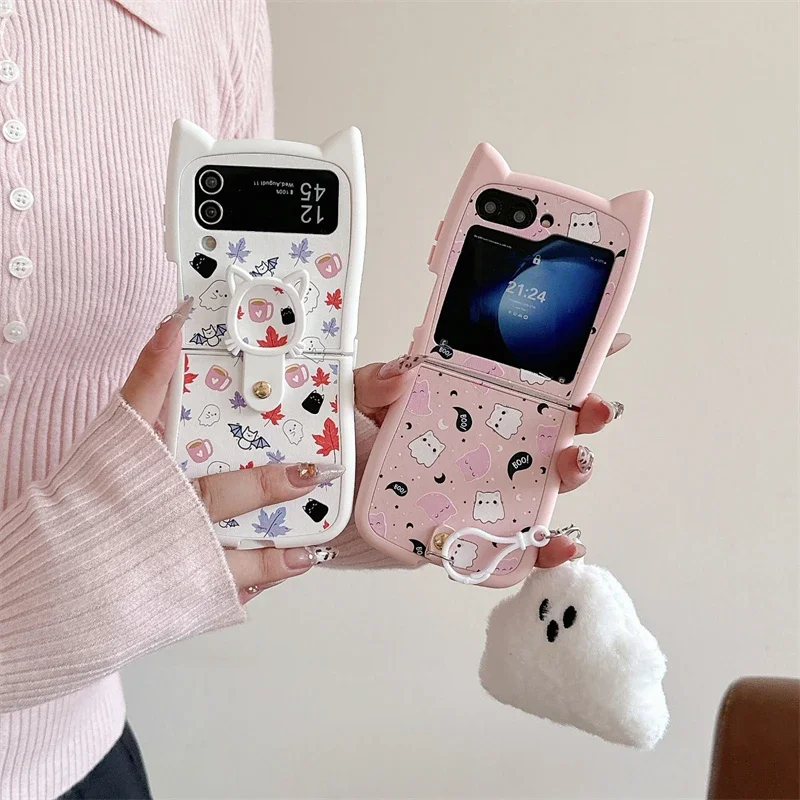 Cartoon Funny Halloween 3D Cat Ear with Pendant Phone Case for Samsung Galaxy Z Flip 3 4 5 6 5G PC Hard Anti-drop Back Cover
Cartoon Funny Halloween 3D Cat Ear with Pendant Phone Case for Samsung Galaxy Z Flip 3 4 5 6 5G PC Hard Anti-drop Back Cover