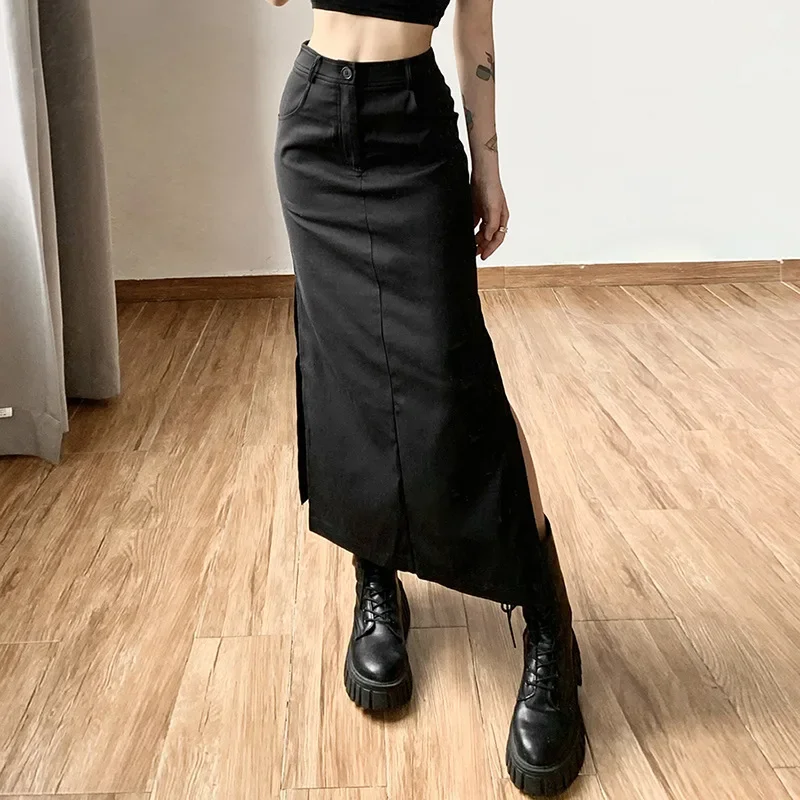 Pop Goth Dark Grunge Casual Tag Split Women Midi Skirts Mall Gothic Punk High Raise Slim Long Skirt Y2k Sexy Fashion Streetwear
Pop Goth Dark Grunge Casual Tag Split Women Midi Skirts Mall Gothic Punk High Raise Slim Long Skirt Y2k Sexy Fashion Streetwear