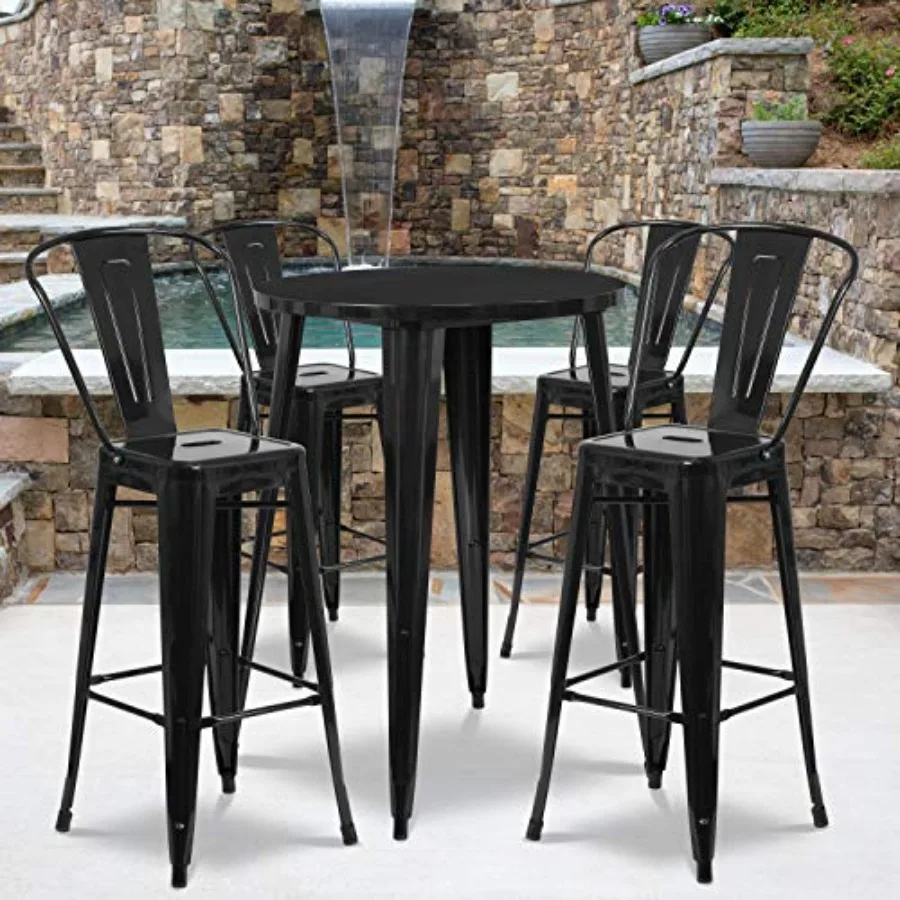 Callum Commercial Grade 30" Round Black Metal Indoor-Outdoor Bar Table Set with 4 Cafe Stools
Callum Commercial Grade 30" Round Black Metal Indoor-Outdoor Bar Table Set with 4 Cafe Stools