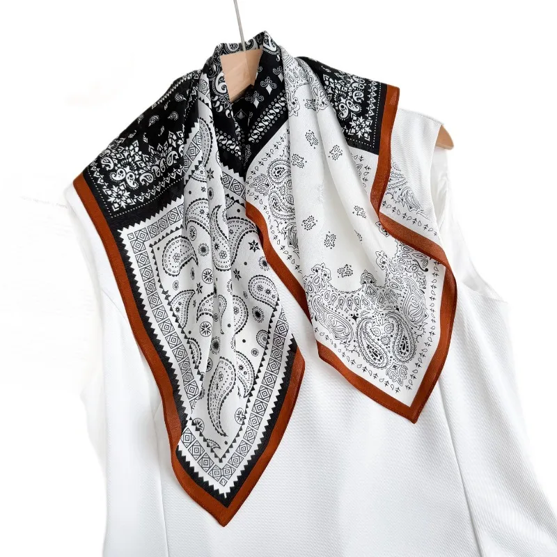 Classic Paisley Pattern Silk Bandana Scarf Four Panel Design Brown Trim Reversible Neck Head Bag Scarf Unisex Retro Accessory
Classic Paisley Pattern Silk Bandana Scarf Four Panel Design Brown Trim Reversible Neck Head Bag Scarf Unisex Retro Accessory